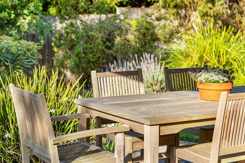 Outdoor table in the sun and shade