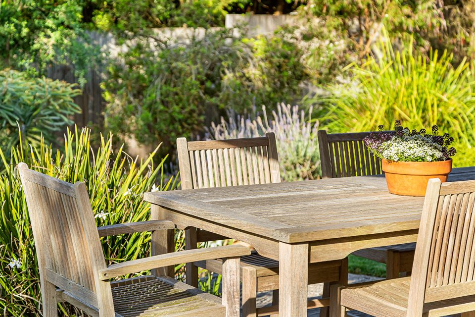 Outdoor table in the sun and shade