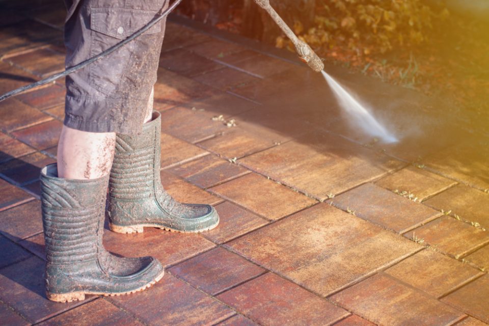 Pressure washing Stone Pathway
